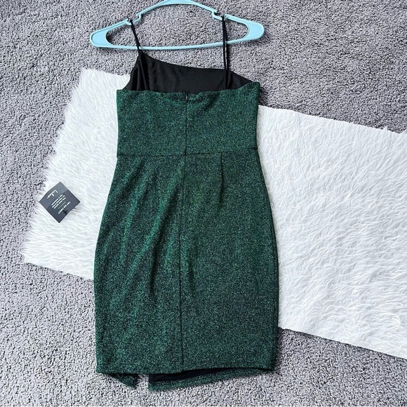 NWT Lulus Take Me Anywhere Asymmetric Neck Sparkle Knit Minidress small - Picture 3 of 9